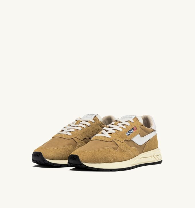 REELWIND LOW SNEAKERS IN NYLON AND SUEDE MUSTARD AND WHITE