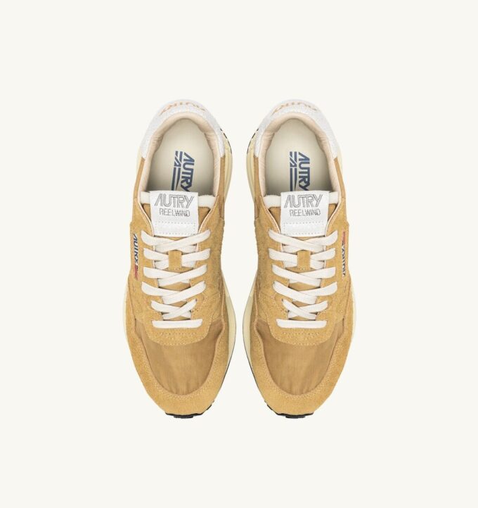 REELWIND LOW SNEAKERS IN NYLON AND SUEDE MUSTARD AND WHITE