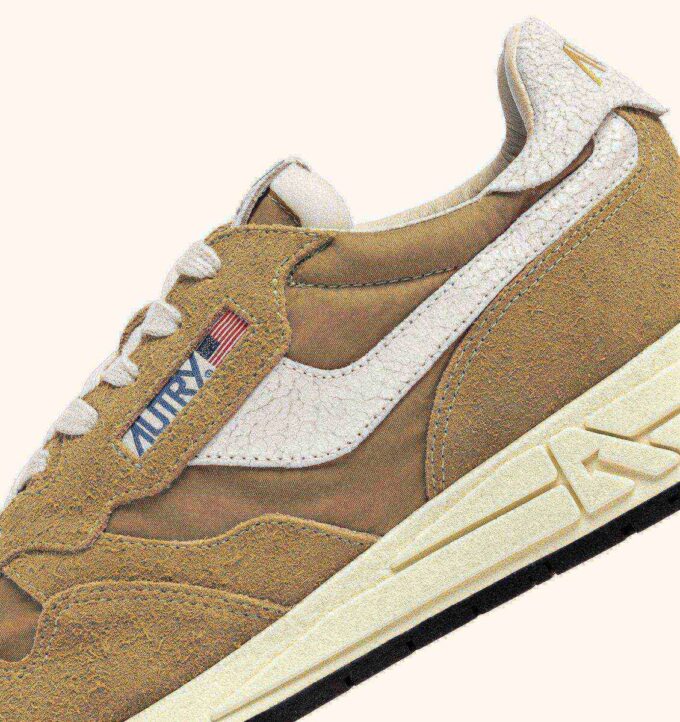 REELWIND LOW SNEAKERS IN NYLON AND SUEDE MUSTARD AND WHITE