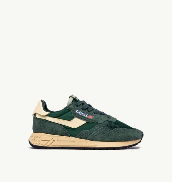 REELWIND LOW SNEAKERS IN NYLON SUEDE AND LEATHER COLOR BOTTLE GREEN AND RUTABAGA