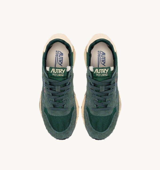 REELWIND LOW SNEAKERS IN NYLON SUEDE AND LEATHER COLOR BOTTLE GREEN AND RUTABAGA