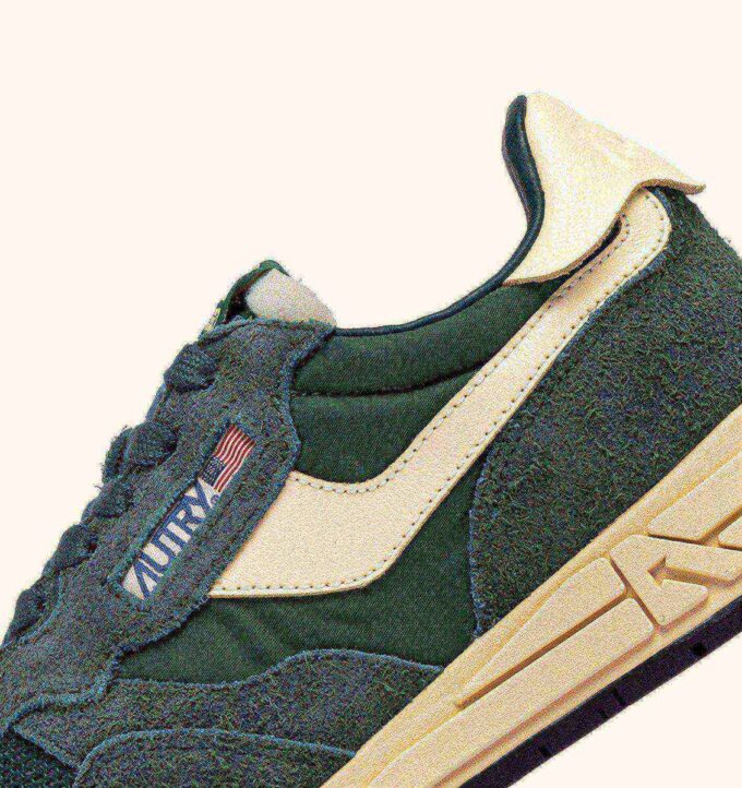 REELWIND LOW SNEAKERS IN NYLON SUEDE AND LEATHER COLOR BOTTLE GREEN AND RUTABAGA