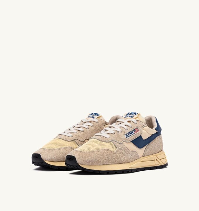 REELWIND LOW SNEAKERS IN NYLON SUEDE AND LEATHER COLOR ECRU AND ENSIGN BLUE