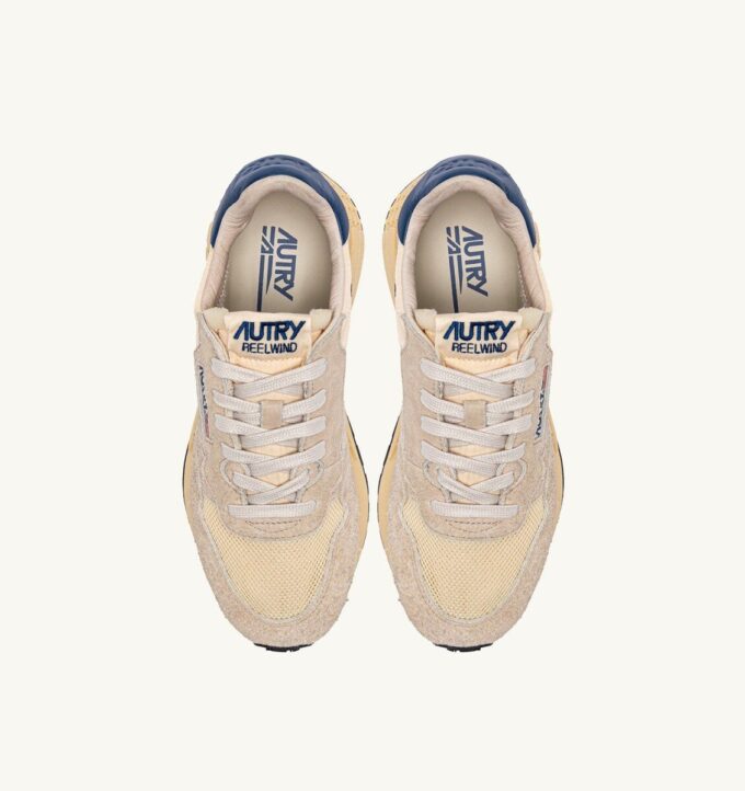REELWIND LOW SNEAKERS IN NYLON SUEDE AND LEATHER COLOR ECRU AND ENSIGN BLUE