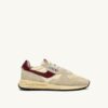 REELWIND LOW SNEAKERS IN NYLON SUEDE AND LEATHER COLOR ECRU AND RUBY WINE