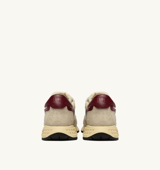 REELWIND LOW SNEAKERS IN NYLON SUEDE AND LEATHER COLOR ECRU AND RUBY WINE