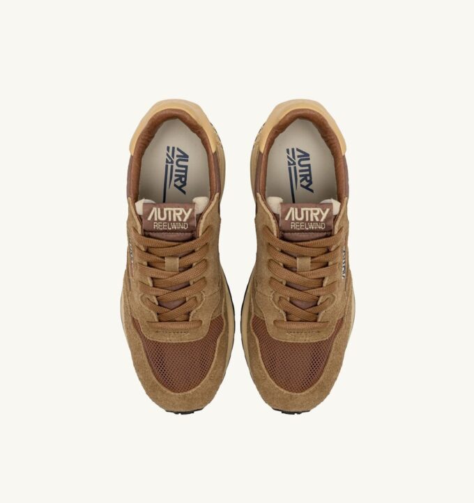 REELWIND LOW SNEAKERS IN NYLON SUEDE AND LEATHER COLOR HIDE AND CHIPMUNK