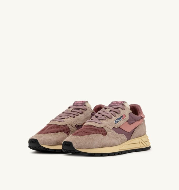 REELWIND LOW SNEAKERS IN NYLON SUEDE AND LEATHER COLOR ROSE AND DESERT SAND
