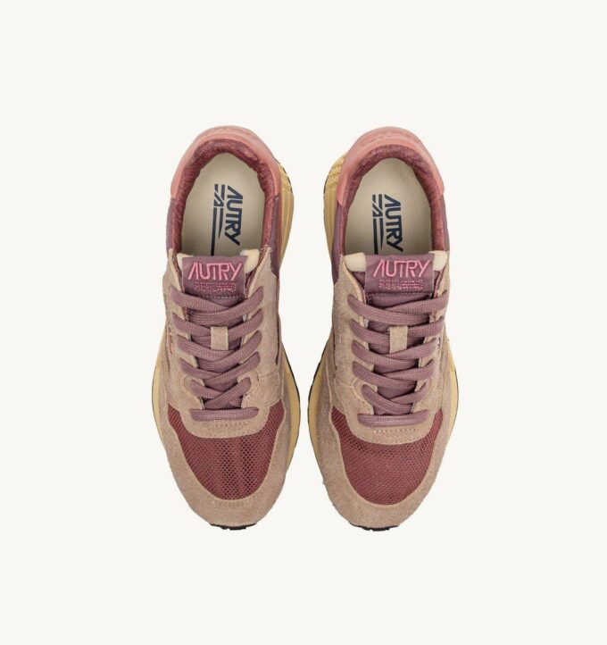 REELWIND LOW SNEAKERS IN NYLON SUEDE AND LEATHER COLOR ROSE AND DESERT SAND