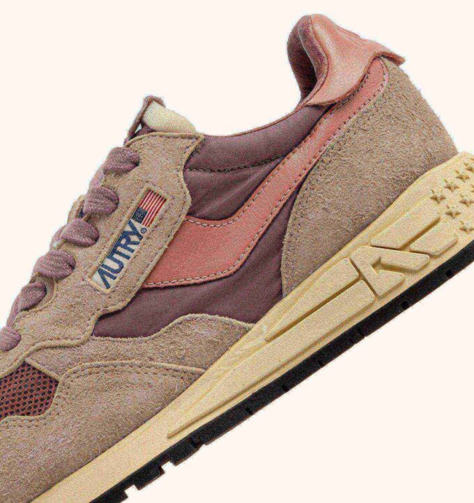 REELWIND LOW SNEAKERS IN NYLON SUEDE AND LEATHER COLOR ROSE AND DESERT SAND