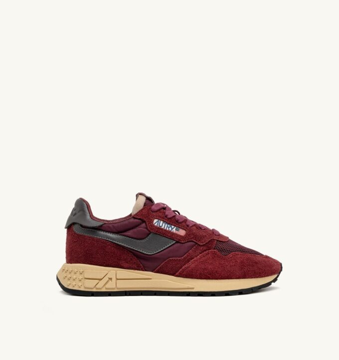 REELWIND LOW SNEAKERS IN NYLON SUEDE AND LEATHER COLOR ROUNGE AND CORDOVAN