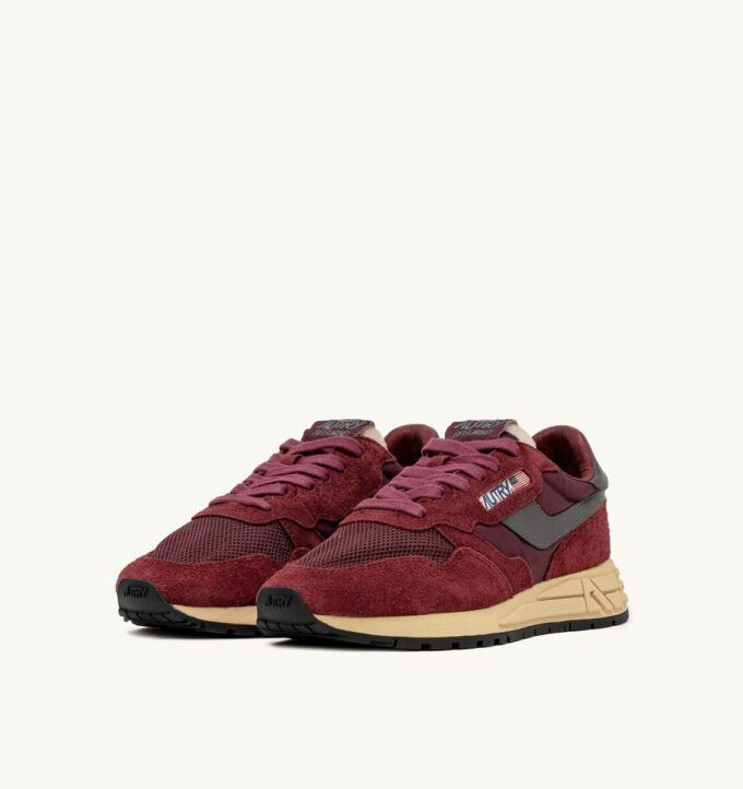 REELWIND LOW SNEAKERS IN NYLON SUEDE AND LEATHER COLOR ROUNGE AND CORDOVAN