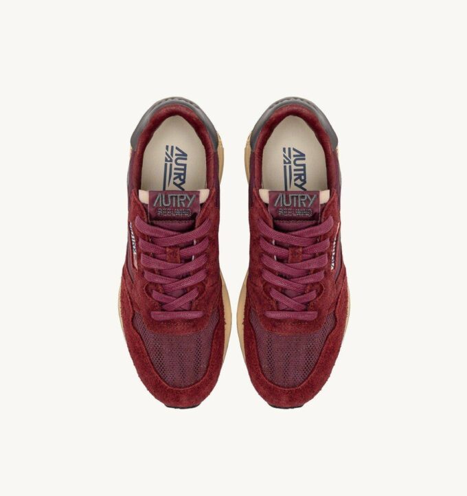 REELWIND LOW SNEAKERS IN NYLON SUEDE AND LEATHER COLOR ROUNGE AND CORDOVAN