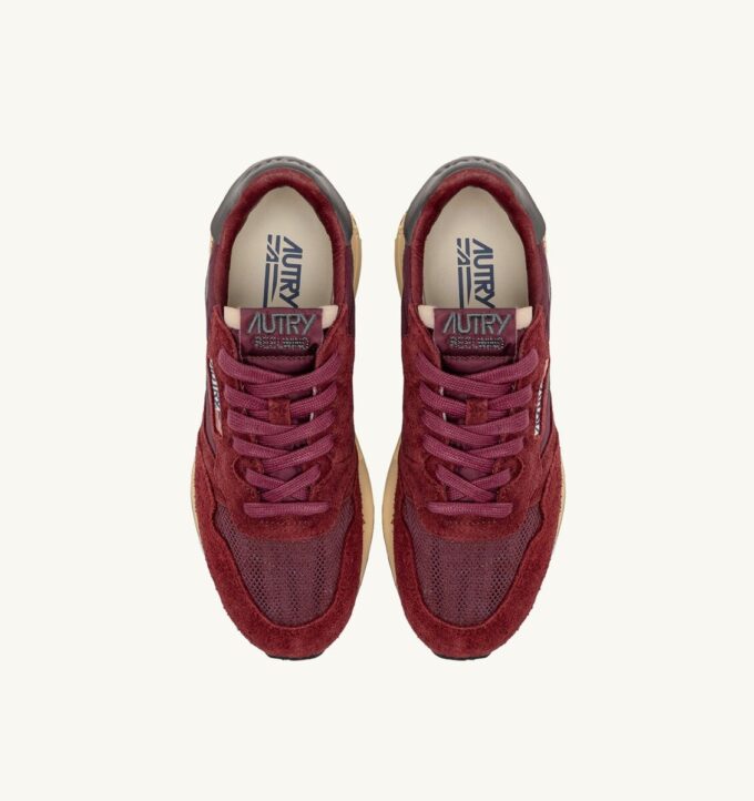 REELWIND LOW SNEAKERS IN NYLON SUEDE AND LEATHER COLOR ROUNGE AND CORDOVAN