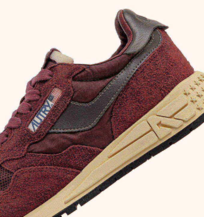 REELWIND LOW SNEAKERS IN NYLON SUEDE AND LEATHER COLOR ROUNGE AND CORDOVAN