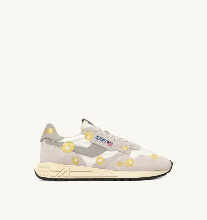 REELWIND LOW SNEAKERS IN WHITE AND BUTTERCUP EMBROIDERY REELWIND LOW SNEAKERS IN WHITE AND BUTTERCUP EMBROIDERY