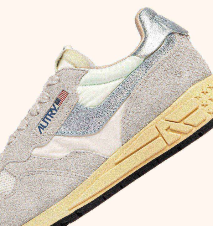 REELWIND LOW SNEAKERS IN WHITE AND SILVER SUEDE AND NYLON
