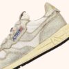 REELWIND LOW SNEAKERS IN WHITE NYLON AND GOLD TONE METALIZED LEATHER