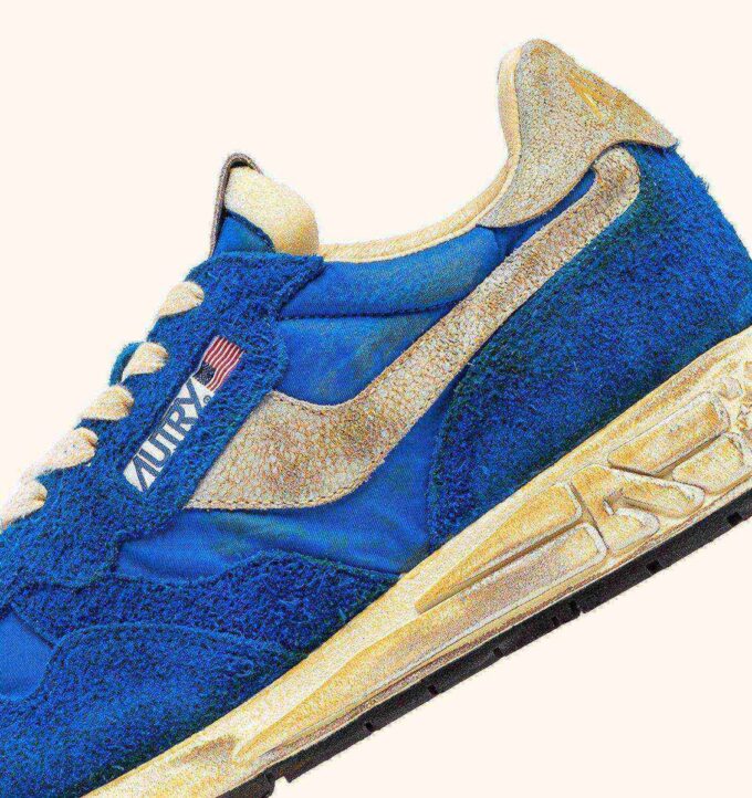 REELWIND SUPER VINTAGE SNEAKERS IN BLUE NYLON AND SUEDE
