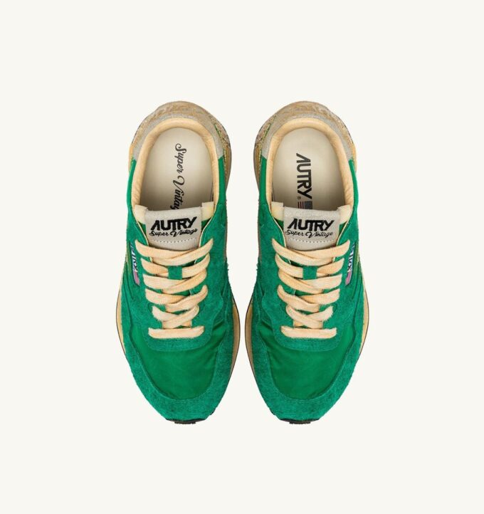 REELWIND SUPER VINTAGE SNEAKERS IN GREEN NYLON AND SUEDE