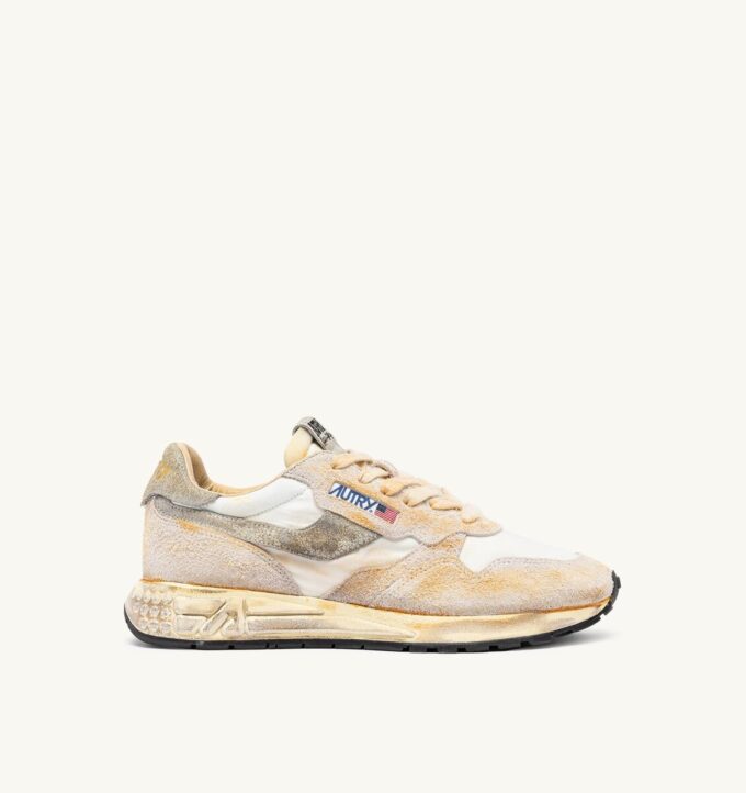 REELWIND SUPER VINTAGE SNEAKERS IN NATURAL NYLON AND SUEDE