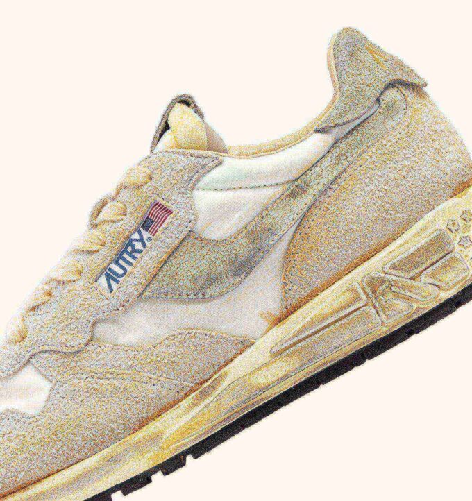 REELWIND SUPER VINTAGE SNEAKERS IN NATURAL NYLON AND SUEDE
