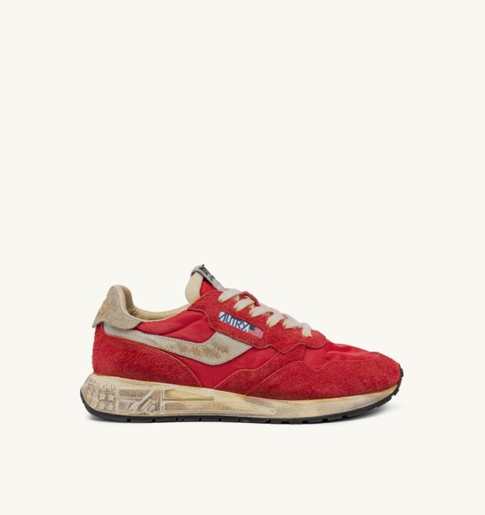 REELWIND SUPER VINTAGE SNEAKERS IN RED NYLON AND SUEDE