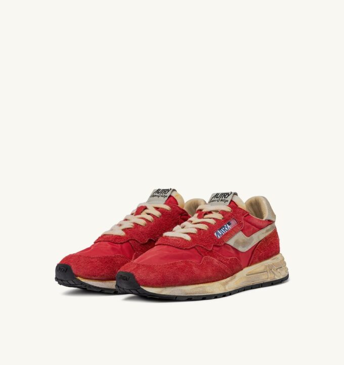 REELWIND SUPER VINTAGE SNEAKERS IN RED NYLON AND SUEDE