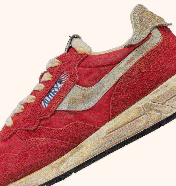 REELWIND SUPER VINTAGE SNEAKERS IN RED NYLON AND SUEDE