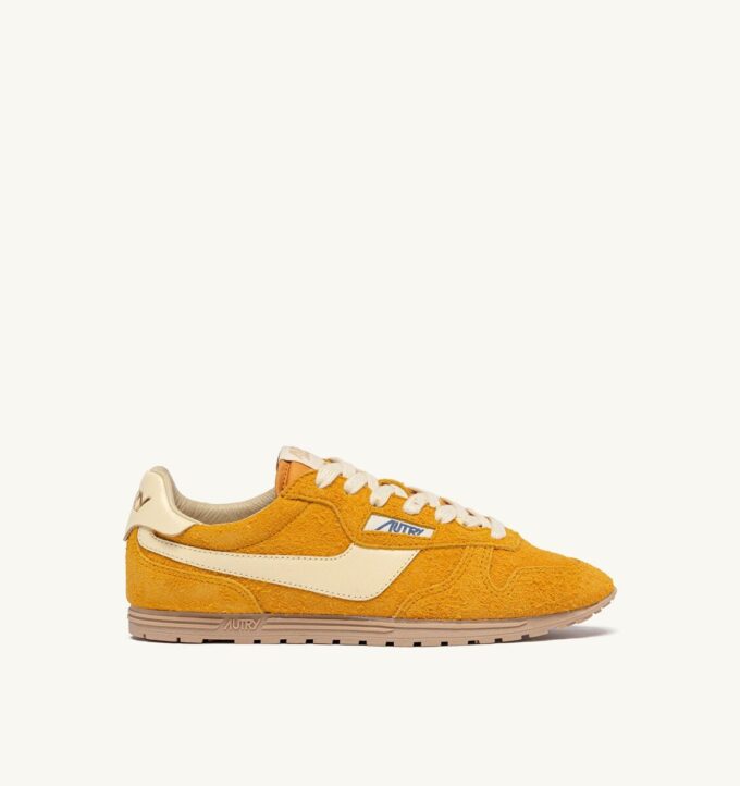SNEAKERS WINDSPIN IN SUEDE AND LEATHER COLOR MINERAL YELLOW AND RUTABAGA