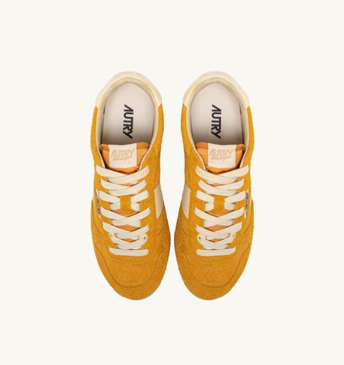 SNEAKERS WINDSPIN IN SUEDE AND LEATHER COLOR MINERAL YELLOW AND RUTABAGA