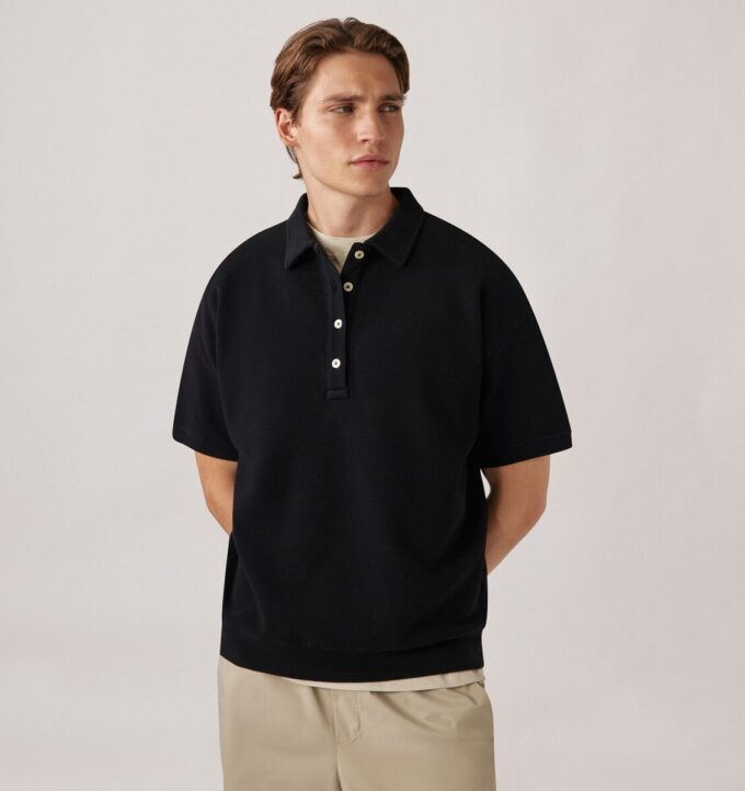 TONAL LOGO WAFFLE POLO MAN