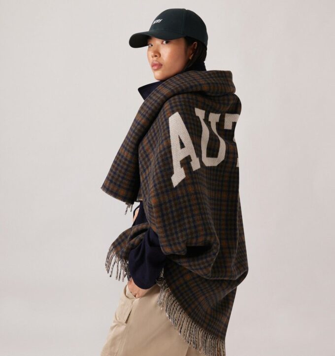 UNISEX CHECKED BLANKET WITH MAXI LOGO