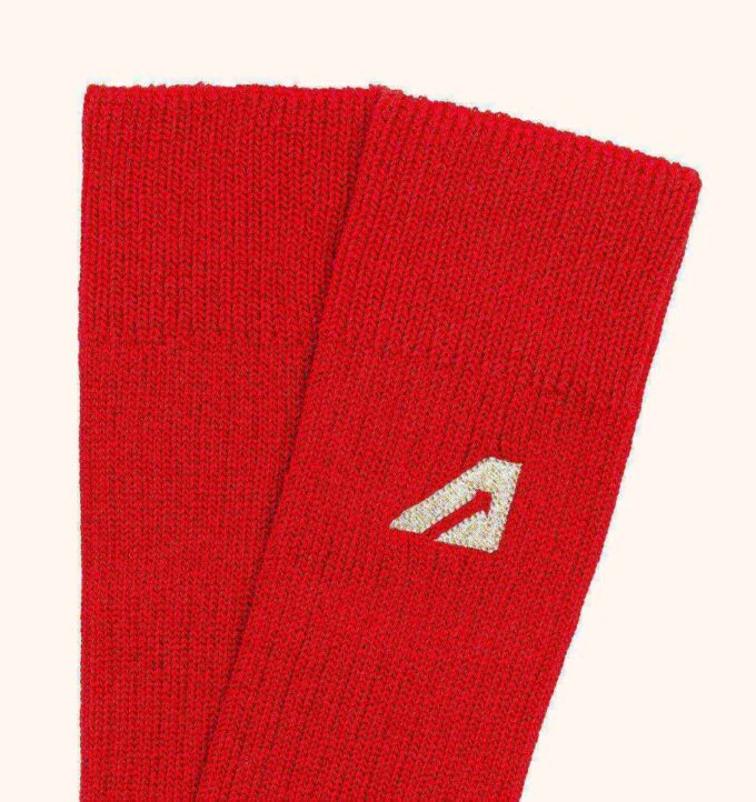UNISEX COTTON KNIT SOCKS WITH EMBROIDERY LOGO COLOR RED