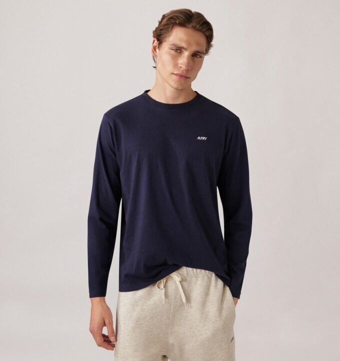 UNISEX LONG-SLEEVE EMBROIDERED AUTRY LOGO TEE