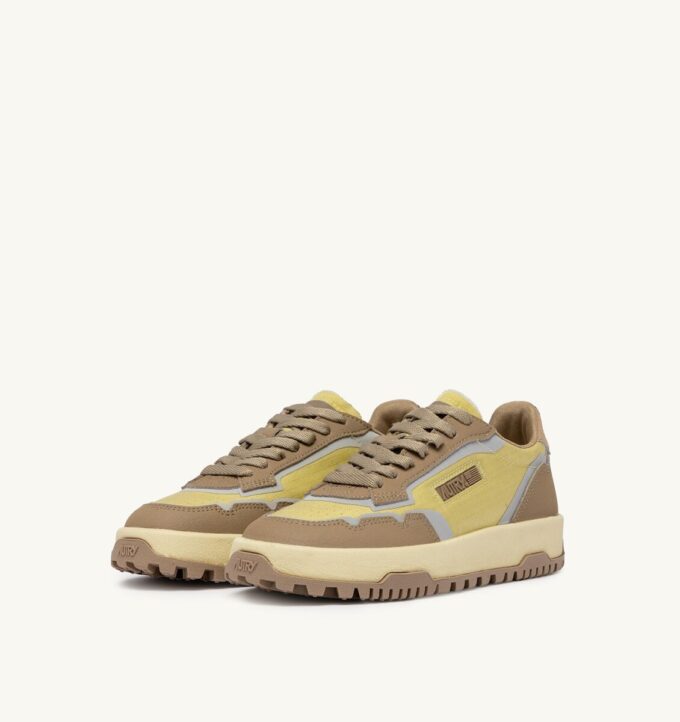 WILDPACE LOW SNEAKERS IN RIPSTOP NYLON AND LEATHER COLOR LEMON GRASS AND INCENSE