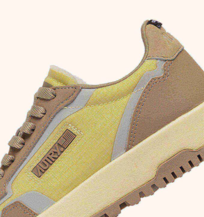 WILDPACE LOW SNEAKERS IN RIPSTOP NYLON AND LEATHER COLOR LEMON GRASS AND INCENSE