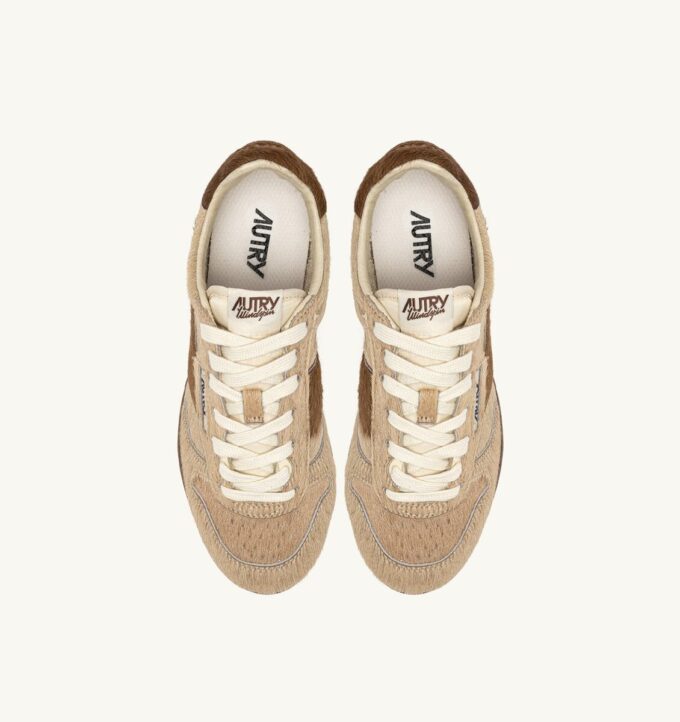 WINDSPIN SNEAKERS IN BEIGE AND BROWN PONY HAIR EFFECT