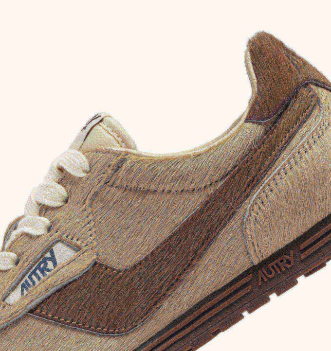 WINDSPIN SNEAKERS IN BEIGE AND BROWN PONY HAIR EFFECT